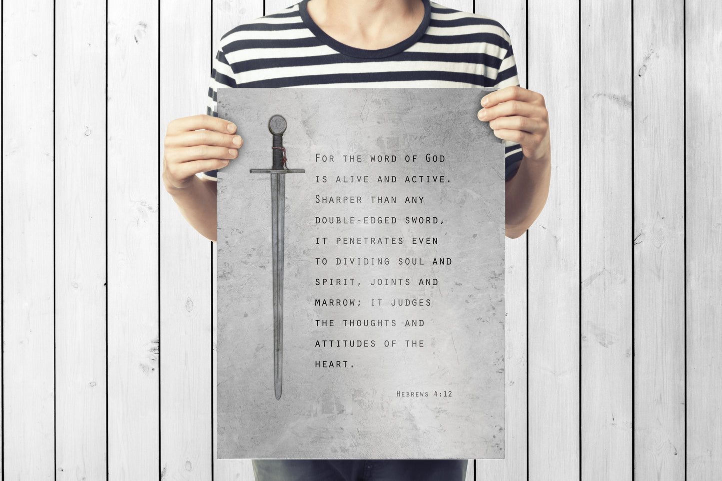 Christian Wall Art for Him, Hebrews 4:12 Sign - HoneycombProverbs - Signs - Tin and Aluminum Gifts