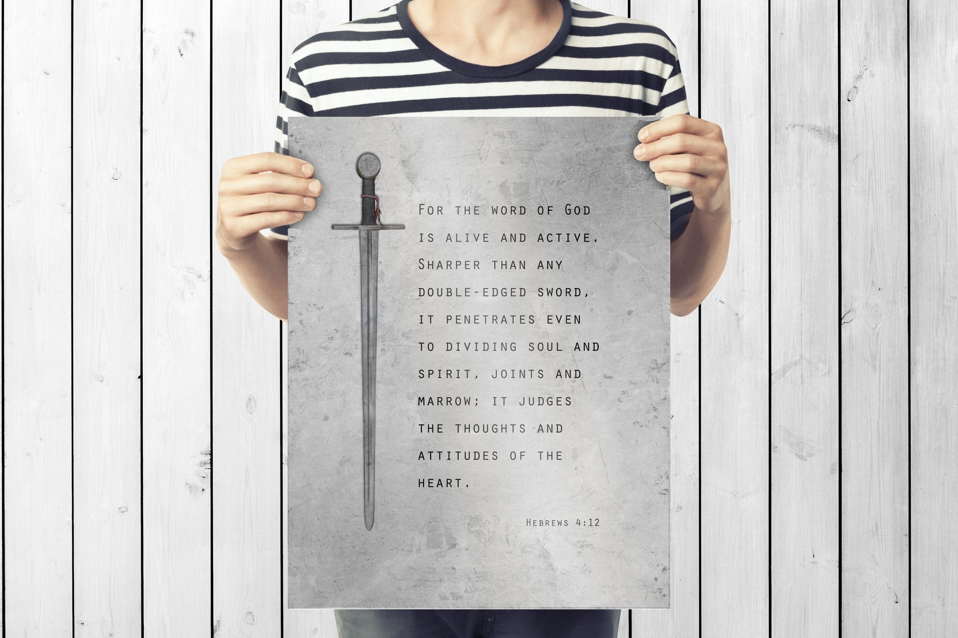 Christian Wall Art for Him, Hebrews 4:12 Sign - HoneycombProverbs - Signs - Tin and Aluminum Gifts