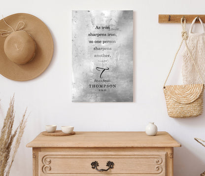 As Iron Sharpens Iron Rustic Christian Wedding Gift - HoneycombProverbs - Gifts For The Couple - Tin and Aluminum Gifts