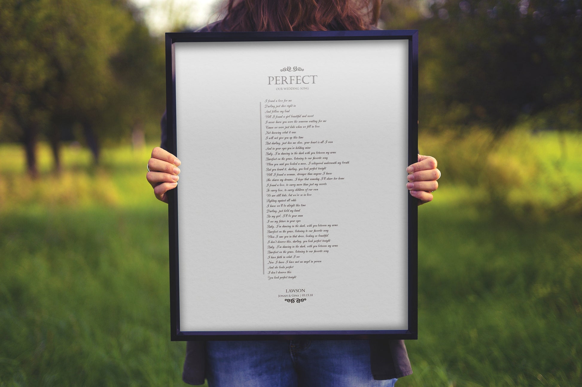 Framed Wedding Song on Pure Strathmore Cotton - HoneycombProverbs - Gifts For The Couple - 2nd Anniversary Gifts