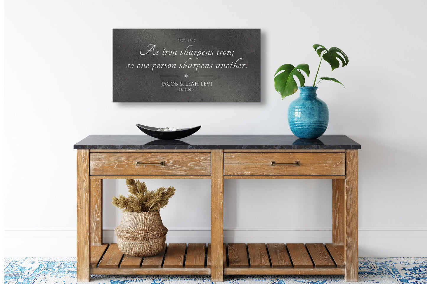 Rustic Scripture Gift - Iron Sharpens Iron Sign - HoneycombProverbs - Gifts For The Couple - Tin and Aluminum Gifts