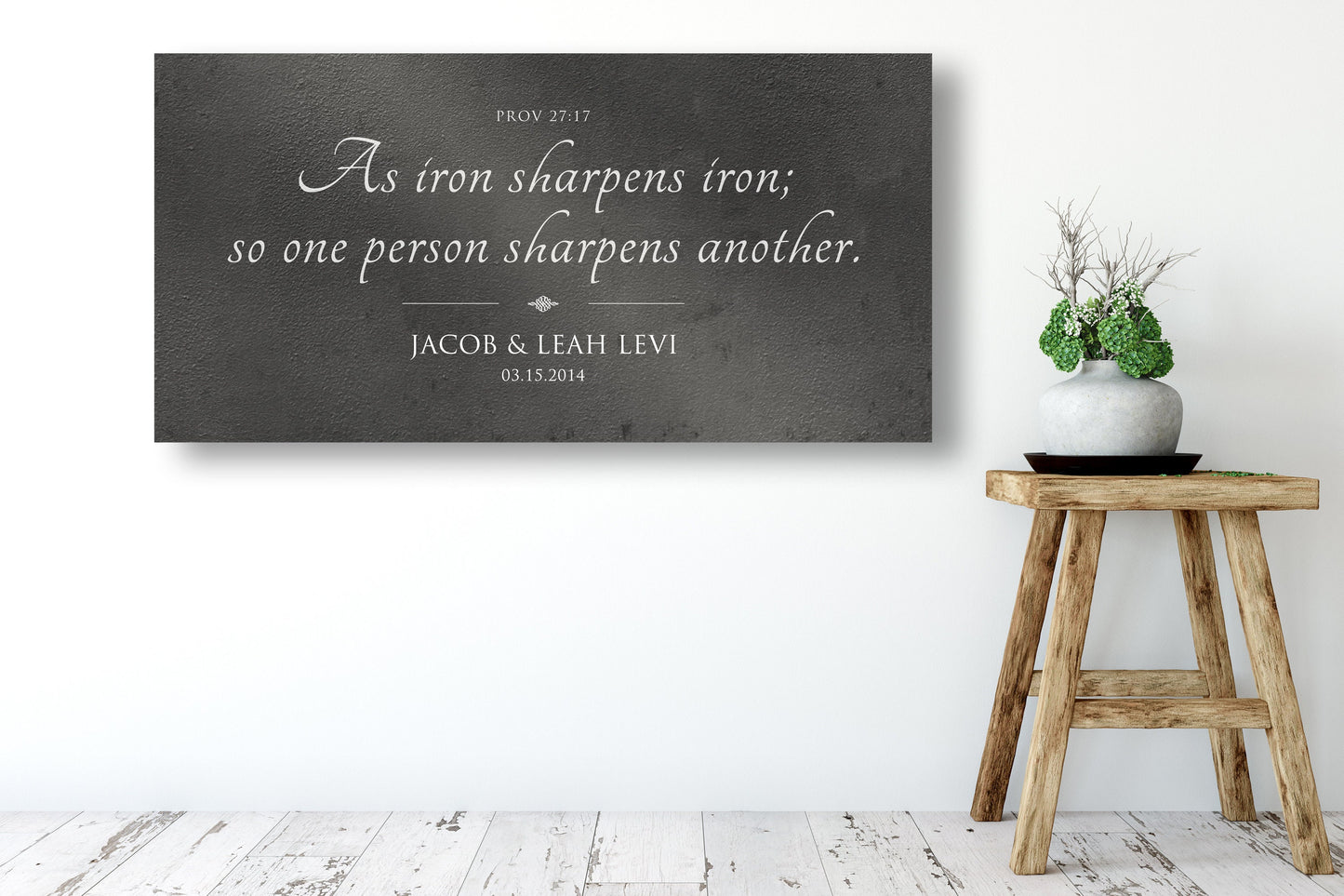Rustic Scripture Gift - Iron Sharpens Iron Sign - HoneycombProverbs - Gifts For The Couple - Tin and Aluminum Gifts