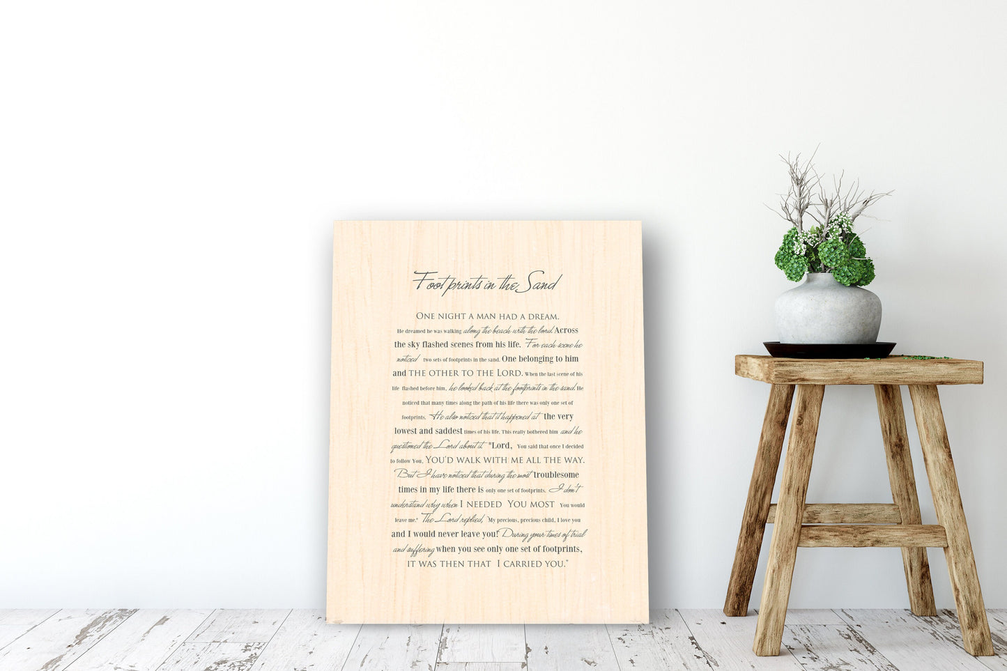 Footprints poem, Wood gift for him, Footprints in the Sand on Wood, Wood Gift, 5 Year Wedding Anniversary Gift, Wood gift for Him, - HoneycombProverbs - Wall Hangings - Christian Wall Art
