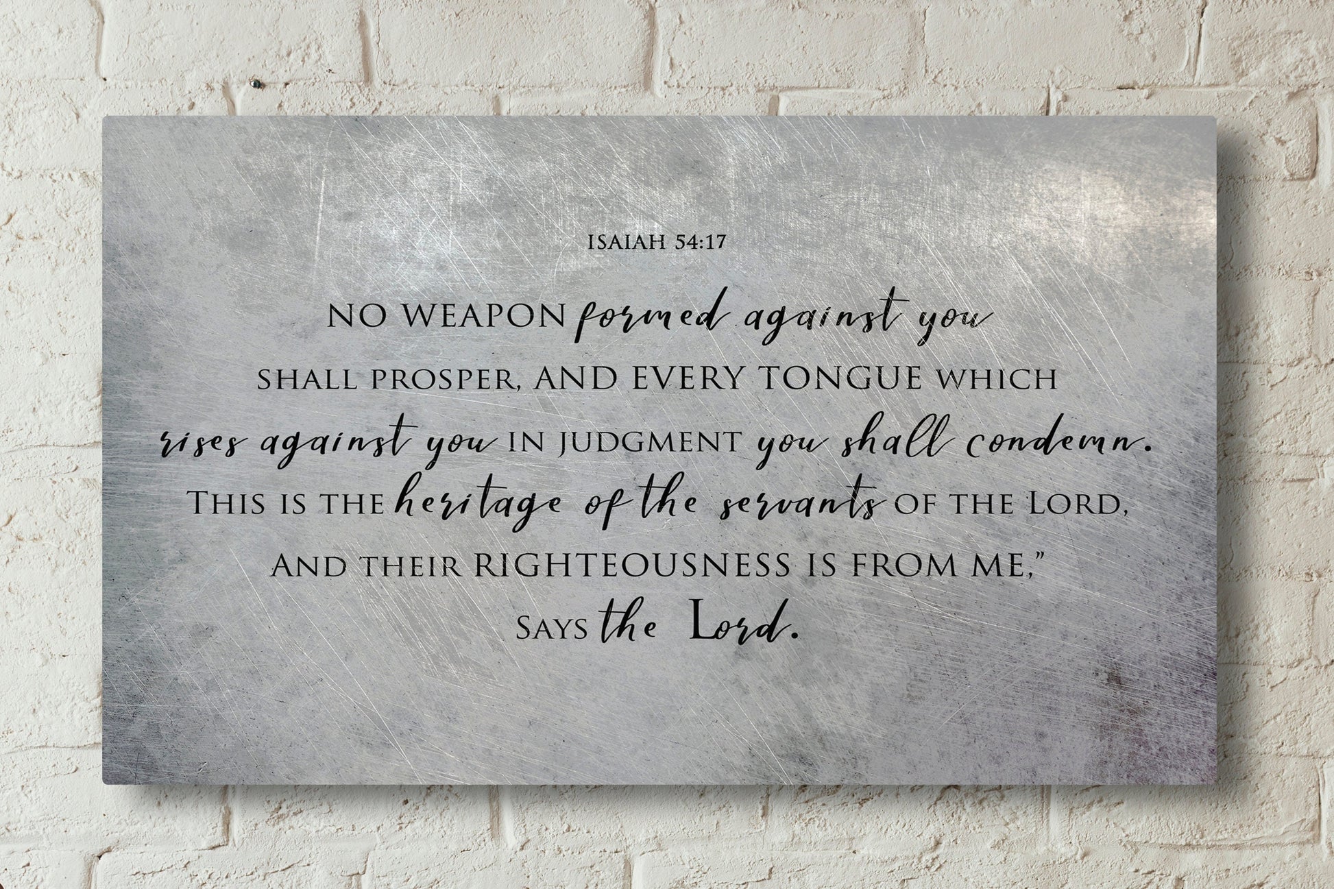 Isaiah 54:17 Distrssed Metal Bible Verse Art - HoneycombProverbs - Wall Decor - Christian Wall Art