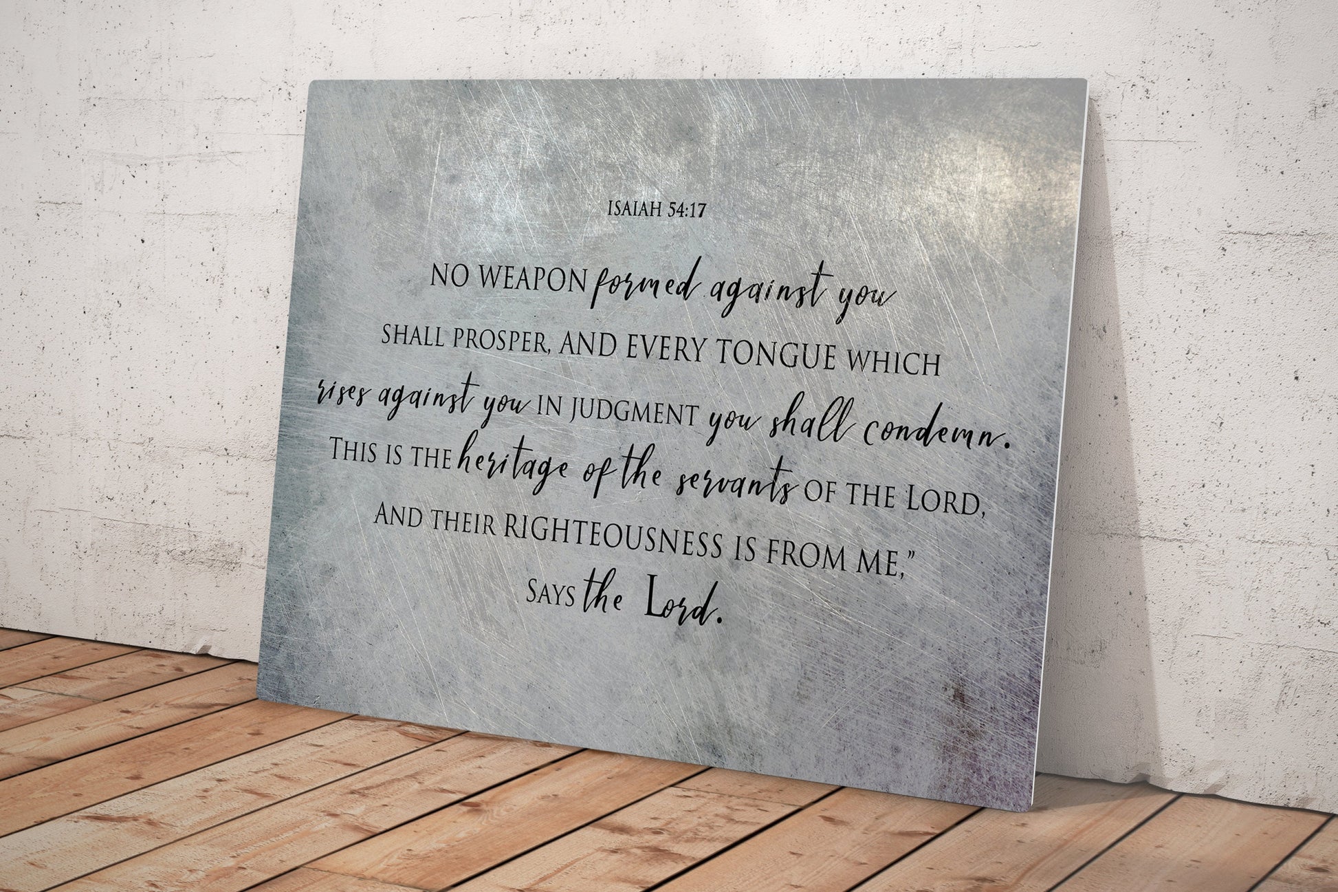 Isaiah 54:17 Distrssed Metal Bible Verse Art - HoneycombProverbs - Wall Decor - Christian Wall Art