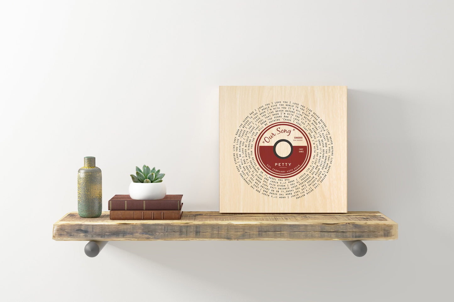 Song Lyric Record on Wood - HoneycombProverbs - Signs - 5 year anniversary gifts