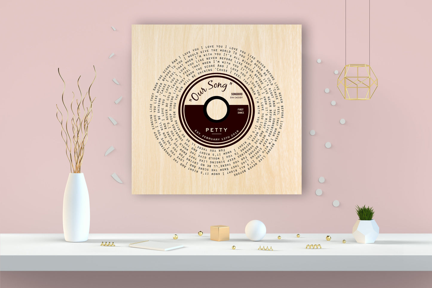 Song Lyric Record on Wood - HoneycombProverbs - Signs - 5 year anniversary gifts