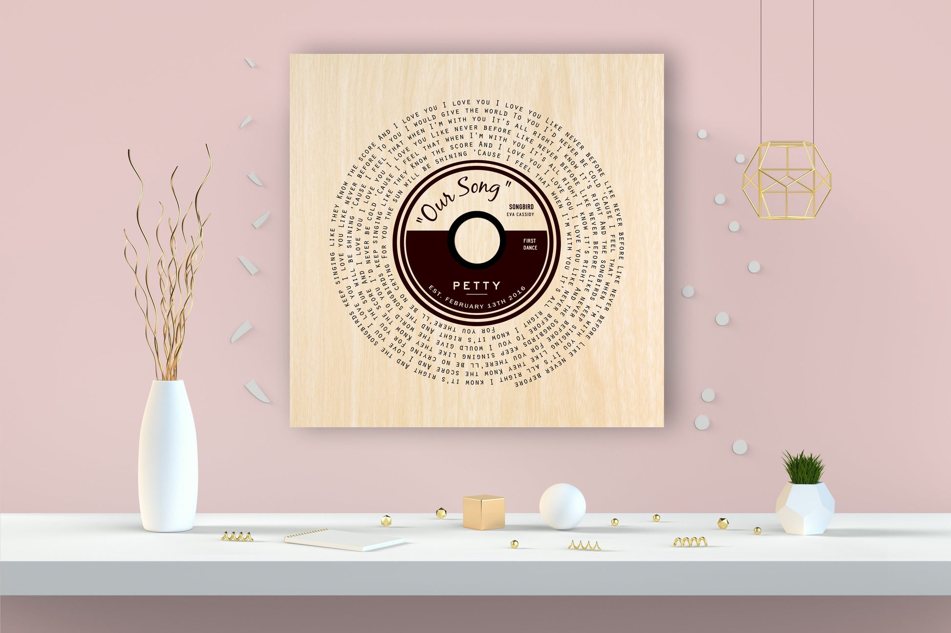 Song Lyric Record on Wood - HoneycombProverbs - Signs - 5 year anniversary gifts