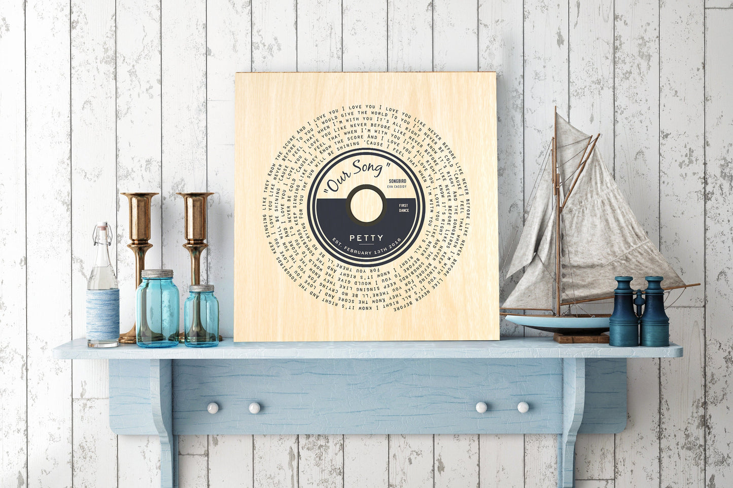 Song Lyric Record on Wood - HoneycombProverbs - Signs - 5 year anniversary gifts