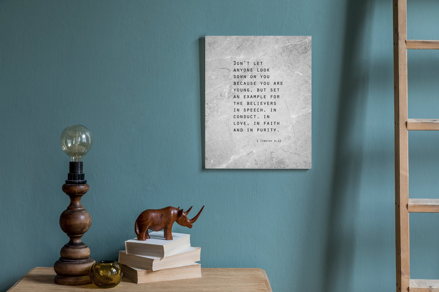 Grunge Scripture Art, 1 Timothy 4:12 Sign - HoneycombProverbs - Signs - Tin and Aluminum Gifts