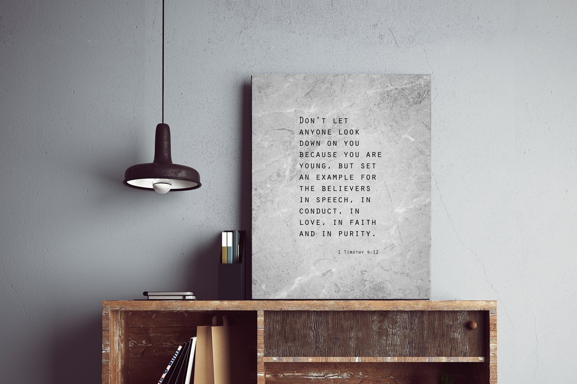 Grunge Scripture Art, 1 Timothy 4:12 Sign - HoneycombProverbs - Signs - Tin and Aluminum Gifts