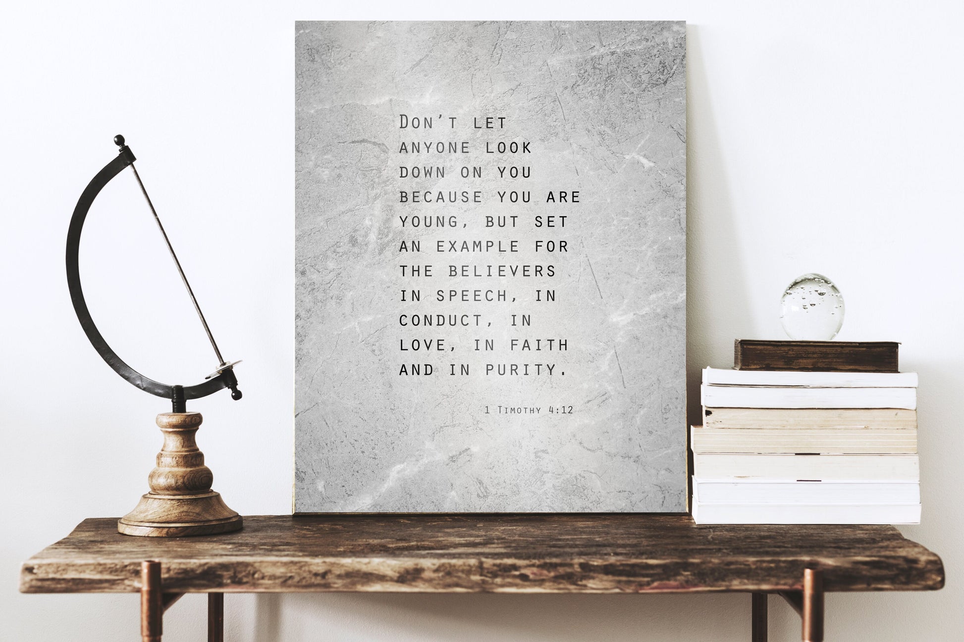 Grunge Scripture Art, 1 Timothy 4:12 Sign - HoneycombProverbs - Signs - Tin and Aluminum Gifts