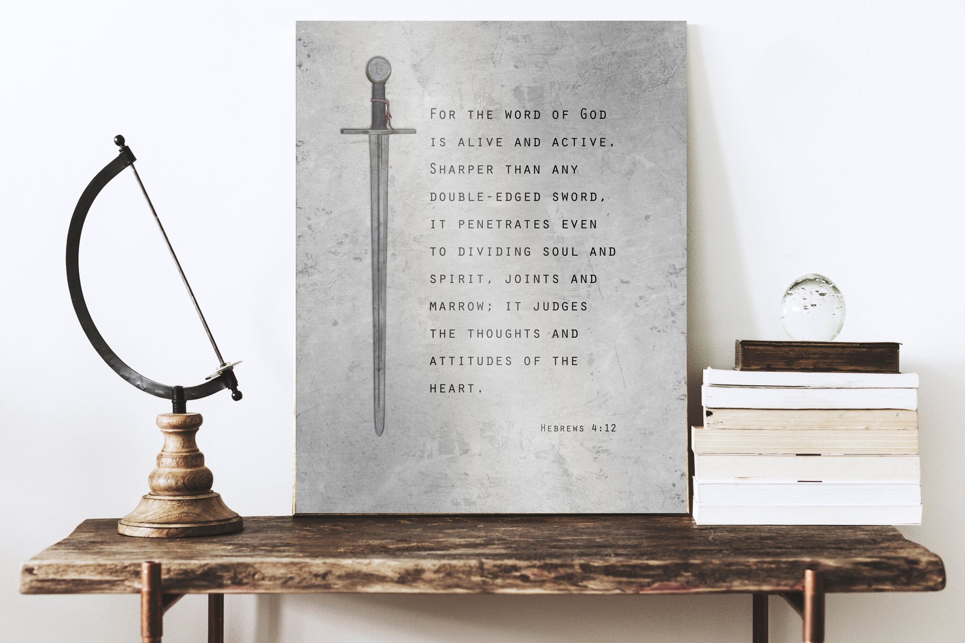 Christian Wall Art for Him, Hebrews 4:12 Sign - HoneycombProverbs - Signs - Tin and Aluminum Gifts