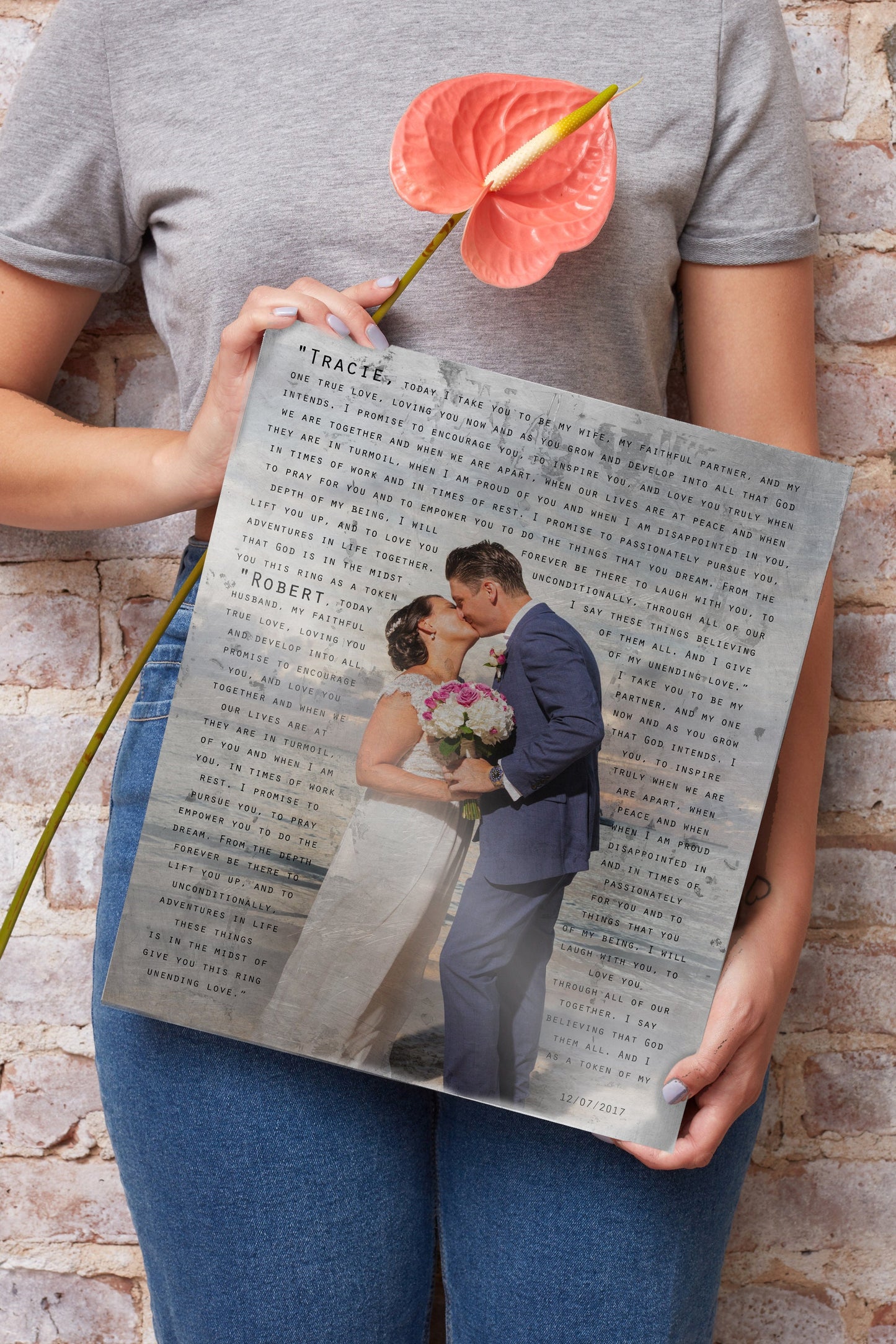 Vintage Tin Photo Gift: Custom Vows or Lyrics, 10th Anniversary - HoneycombProverbs - Signs - Tin and Aluminum Gifts
