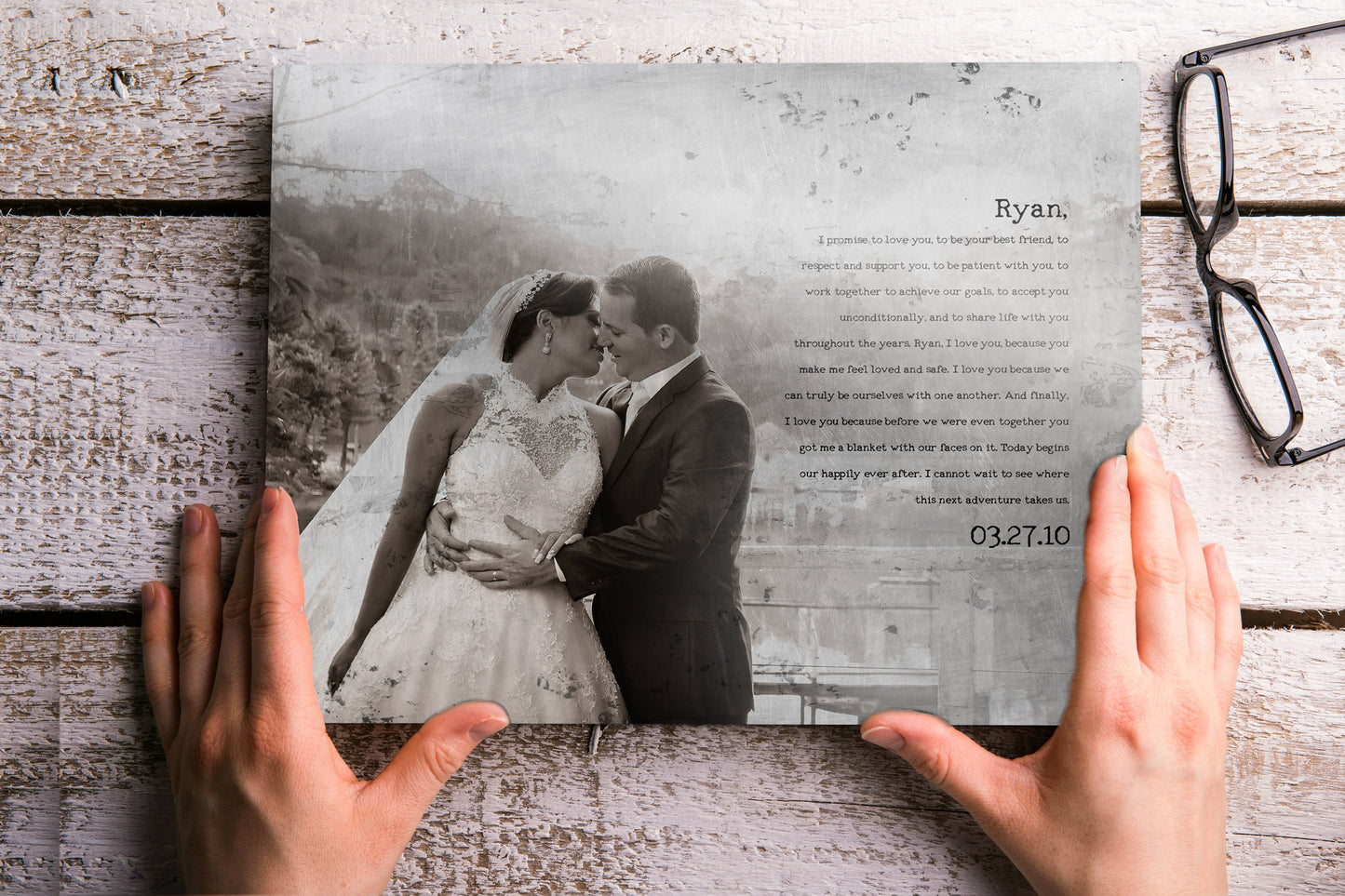 custom gift for boyfriend, husband anniversary, custom photo with quote, vintage photo tin, photo gift, wedding portrait plaque with words, custom anniversary gift for husband, personalized anniversary gift for 10 year wedding anniversary, tin gift