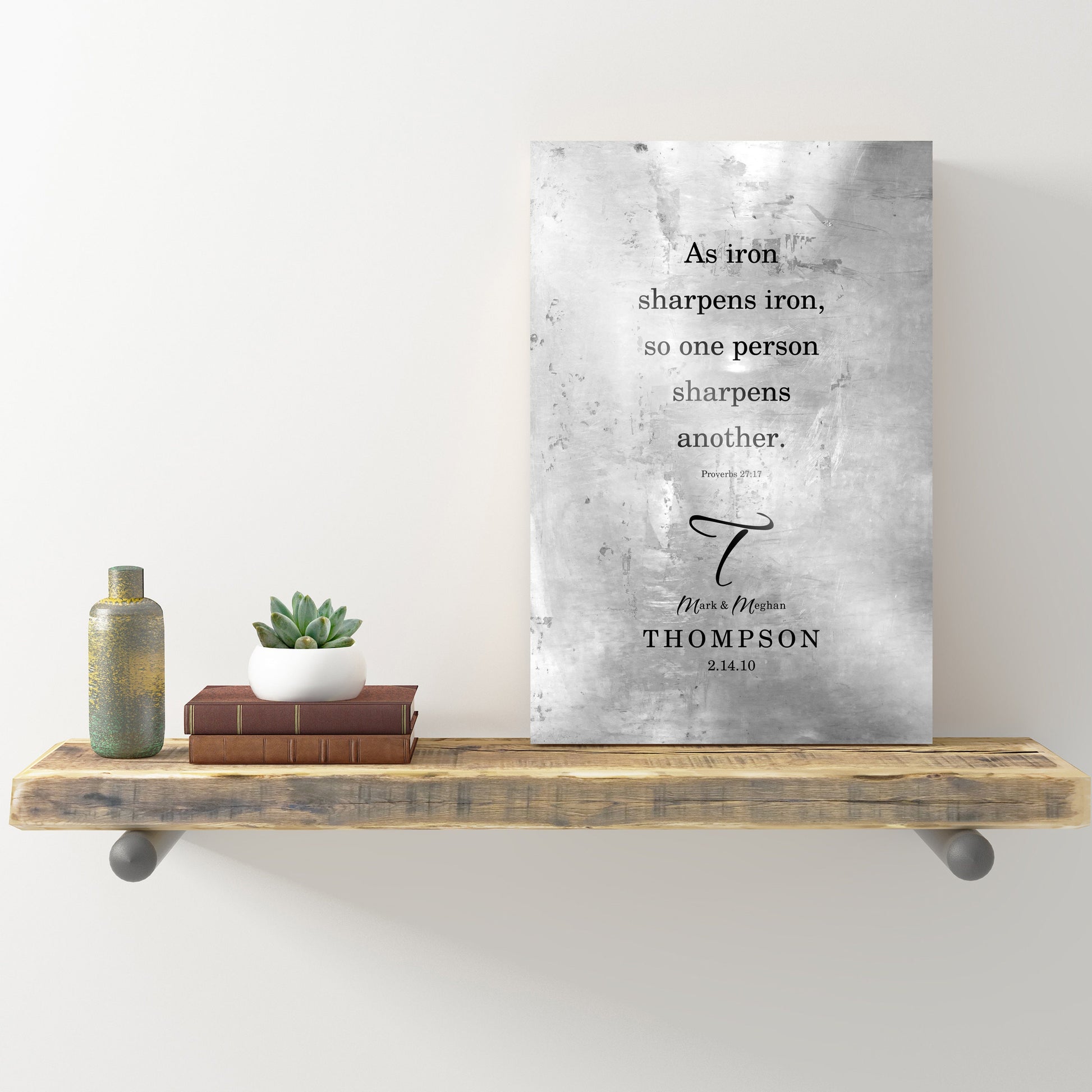 Proverbs 27:17, Monogrammed Gift for Couples - HoneycombProverbs - Gifts For The Couple - Tin Anniversary Gifts