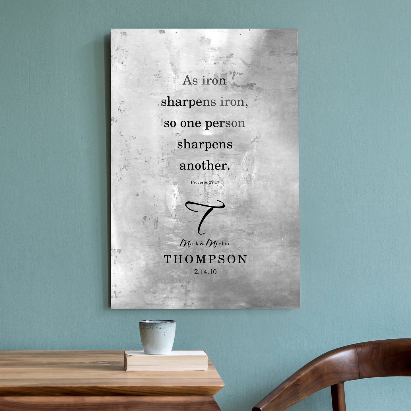 Proverbs 27:17, Monogrammed Gift for Couples - HoneycombProverbs - Gifts For The Couple - Tin Anniversary Gifts