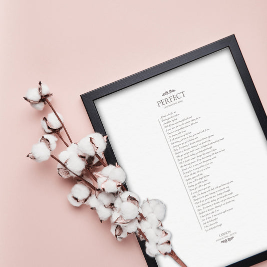 Framed Wedding Song on Pure Strathmore Cotton - HoneycombProverbs - Gifts For The Couple - 2nd Anniversary Gifts