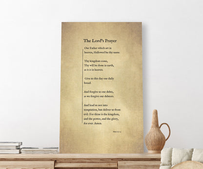 The Lord's Prayer on Canvas, Christian Wall Art, Inspirational Decor, Encouraging Gift, Gift for Mom, Sympathy Gift for, Uplifting Gift for - HoneycombProverbs - Giclée - Christian Wall Art