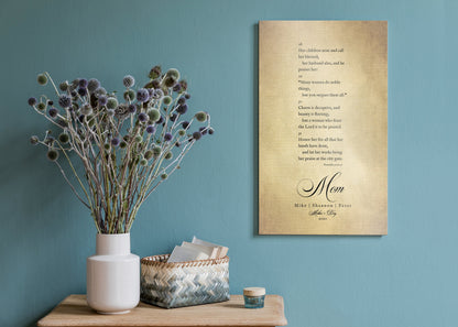 Proverbs 31 on Canvas, size and option view, 2nd anniversary cotton