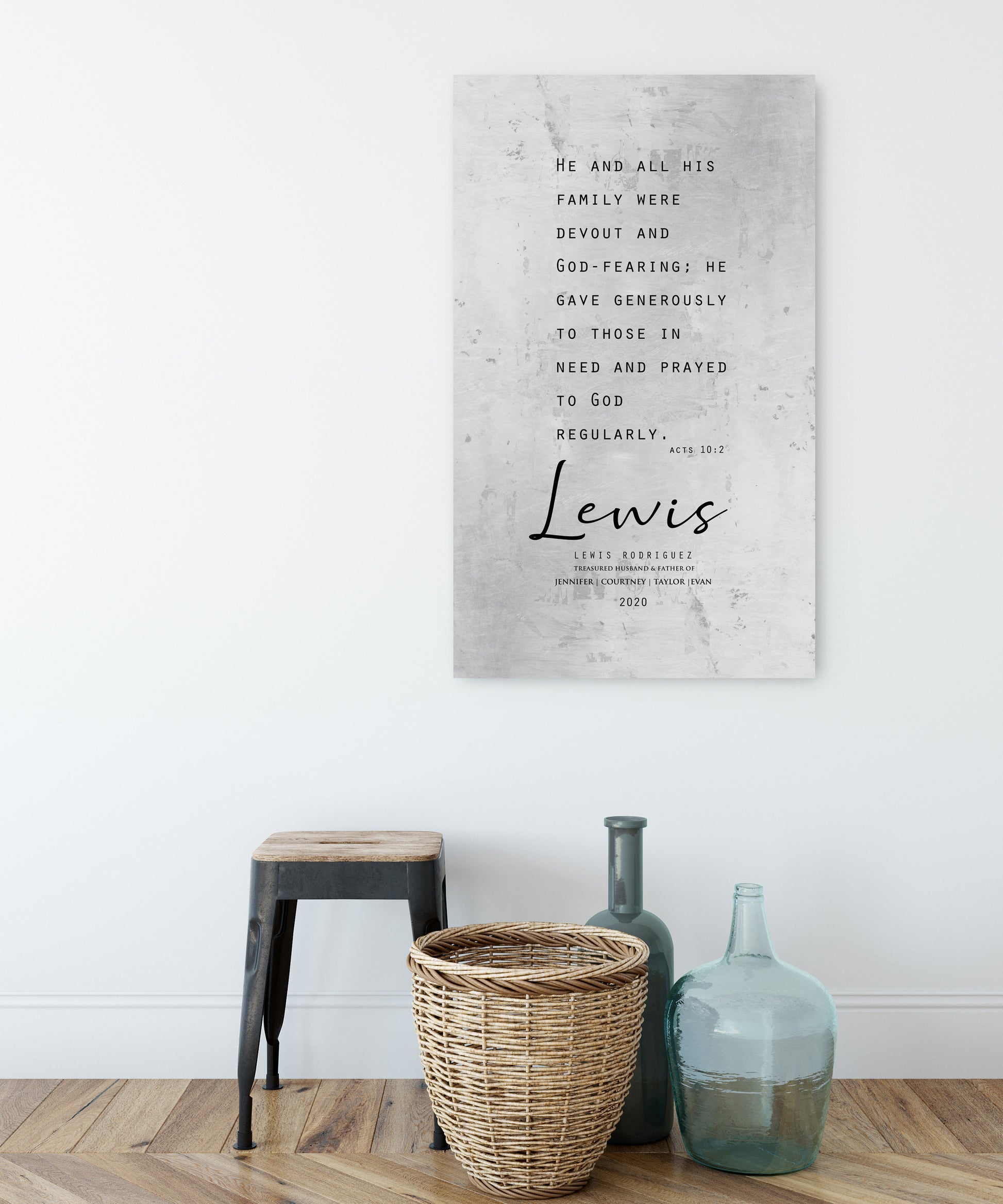 Acts 10:2 Personalized Scripture Plaque for Dad - HoneycombProverbs - Wall Decor - Christian Wall Art