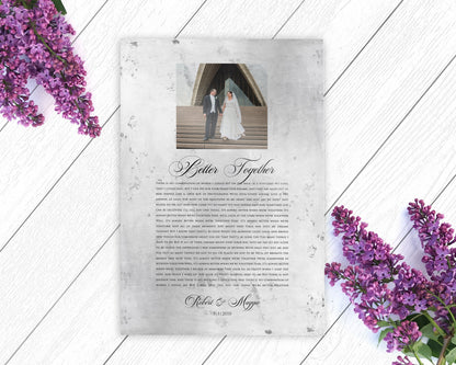 Distressed Tin Wedding Song Plaque with Photo - HoneycombProverbs - Signs - Tin and Aluminum Gifts