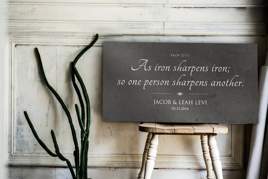 Rustic Scripture Gift - Iron Sharpens Iron Sign - HoneycombProverbs - Gifts For The Couple - Christian Wall Art