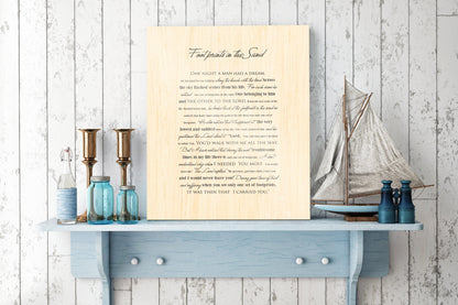Footprints poem, Wood gift for him, Footprints in the Sand on Wood, Wood Gift, 5 Year Wedding Anniversary Gift, Wood gift for Him, - HoneycombProverbs - Wall Hangings - Christian Wall Art