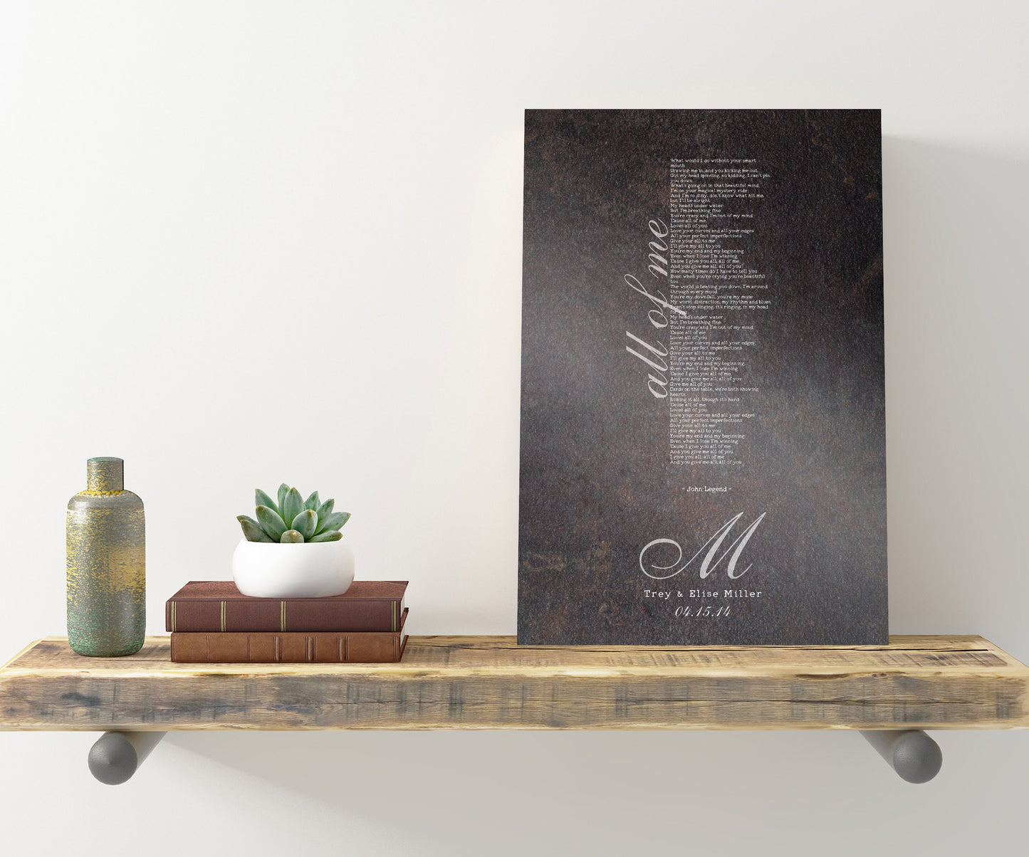 Monogrammed Wedding Song Lyric Sign - HoneycombProverbs - Gifts For The Couple - Iron Anniversary Gifts