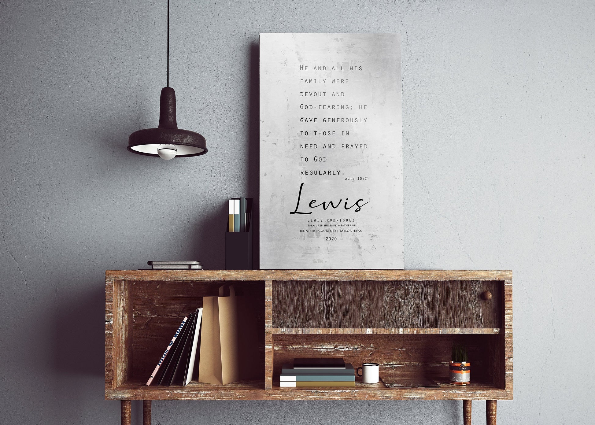 Acts 10:2 Personalized Scripture Plaque for Dad - HoneycombProverbs - Wall Decor - Christian Wall Art