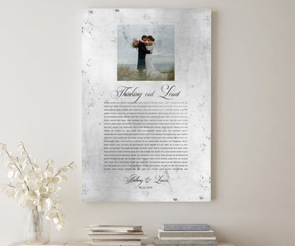 Distressed Tin Wedding Song Plaque with Photo - HoneycombProverbs - Signs - Tin and Aluminum Gifts