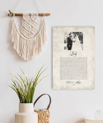Photo Gift with Song on Cotton - HoneycombProverbs - Wall Decor - Photo Lyrics Wall Art