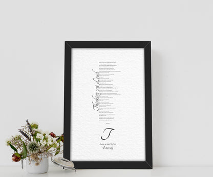 1 Year Anniversary Gift for Wife, 1st Anniversary Gift for Husband, Anniversary Paper Gift, Personalized Anniversary Gift, Wedding Song Gift - HoneycombProverbs - Giclée - 1st Year Paper Gifts