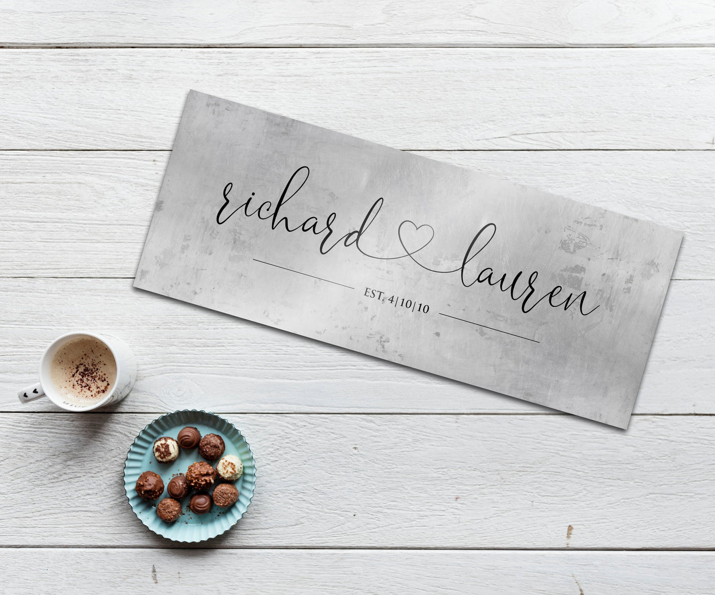 Rustic Heart Name Sign on Tin - HoneycombProverbs - Signs - Tin Anniversary Gifts