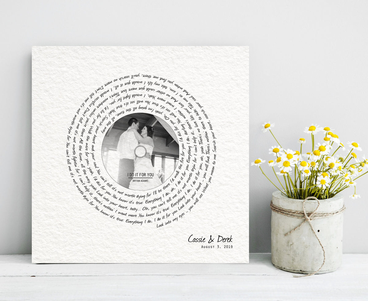 Paper Anniversary Gift, Photo with song, 1 year Anniversary Gift, Framed Song Lyrics, First Dance lyrics, Our Song, 1st Anniversary gift - HoneycombProverbs - Giclée - 1st Year Paper Gifts