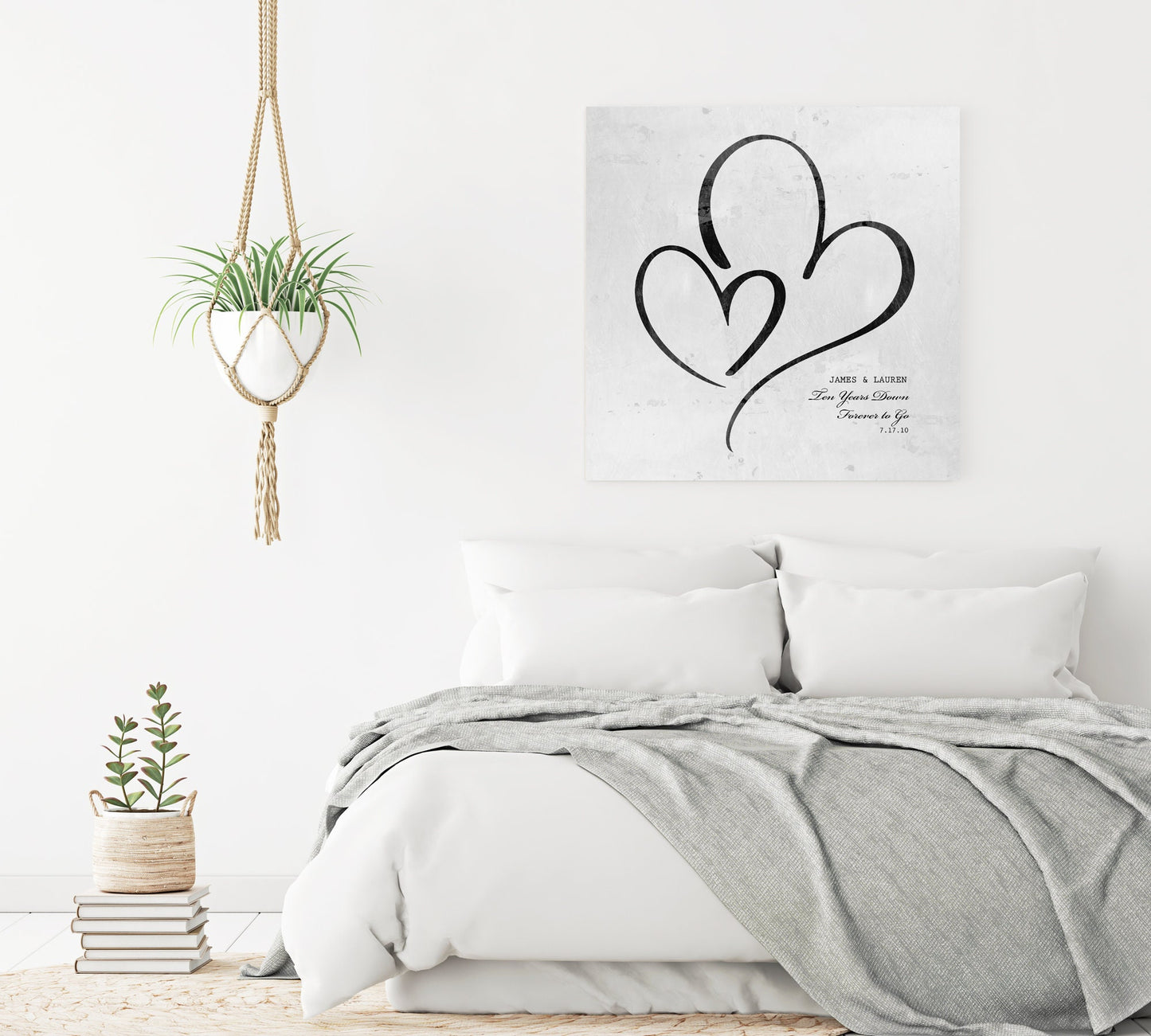 Ten Years Down Personalized Hearts Plaque on Tin - HoneycombProverbs - Gifts For The Couple - Tin Anniversary Gifts