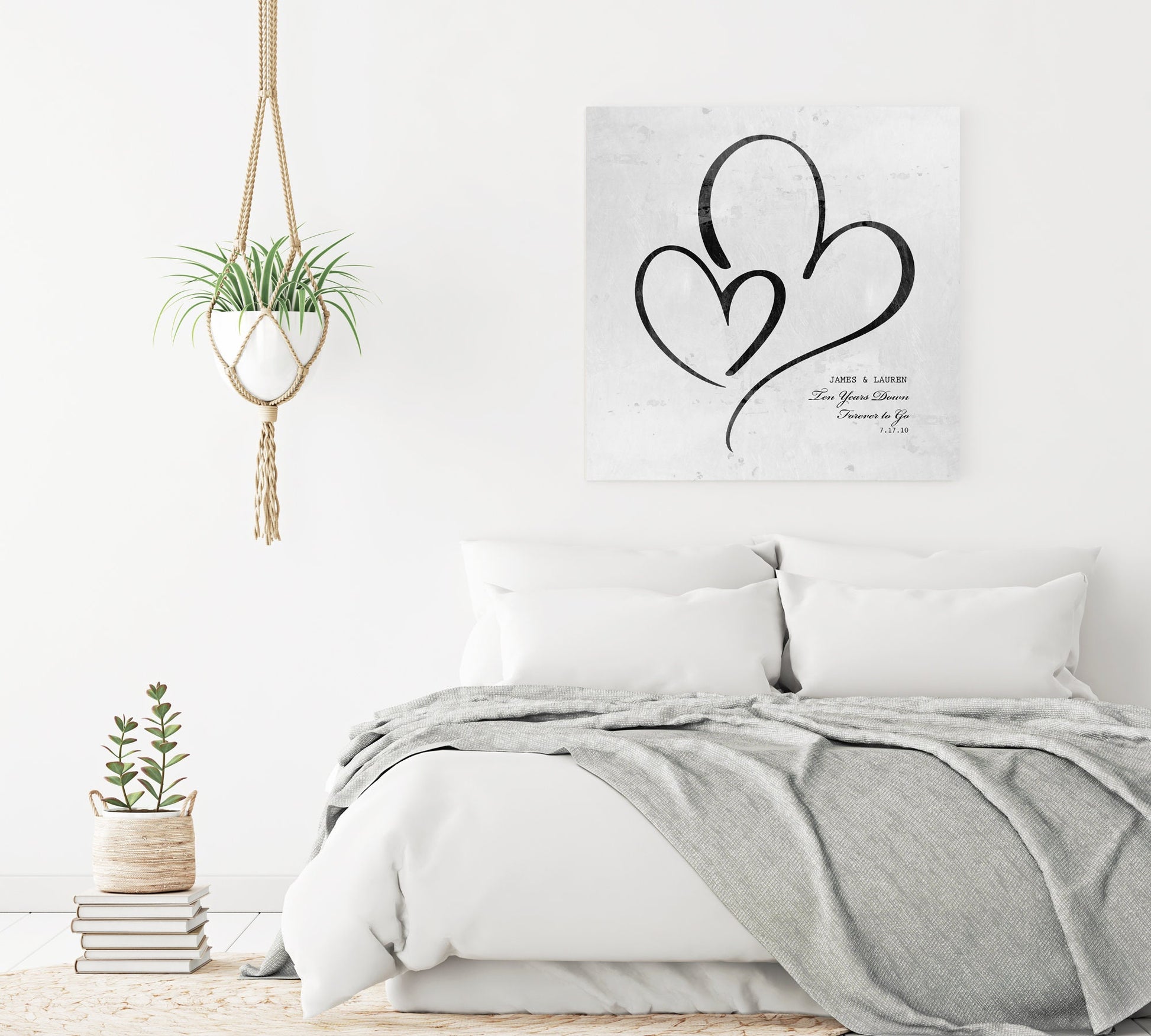 Ten Years Down Personalized Hearts Plaque on Tin - HoneycombProverbs - Gifts For The Couple - Tin Anniversary Gifts