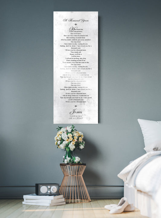 Shabby Chic Wedding Song Sign on Tarnished Tin - HoneycombProverbs - Gifts For The Couple - Vintage Lyrics Wall Art