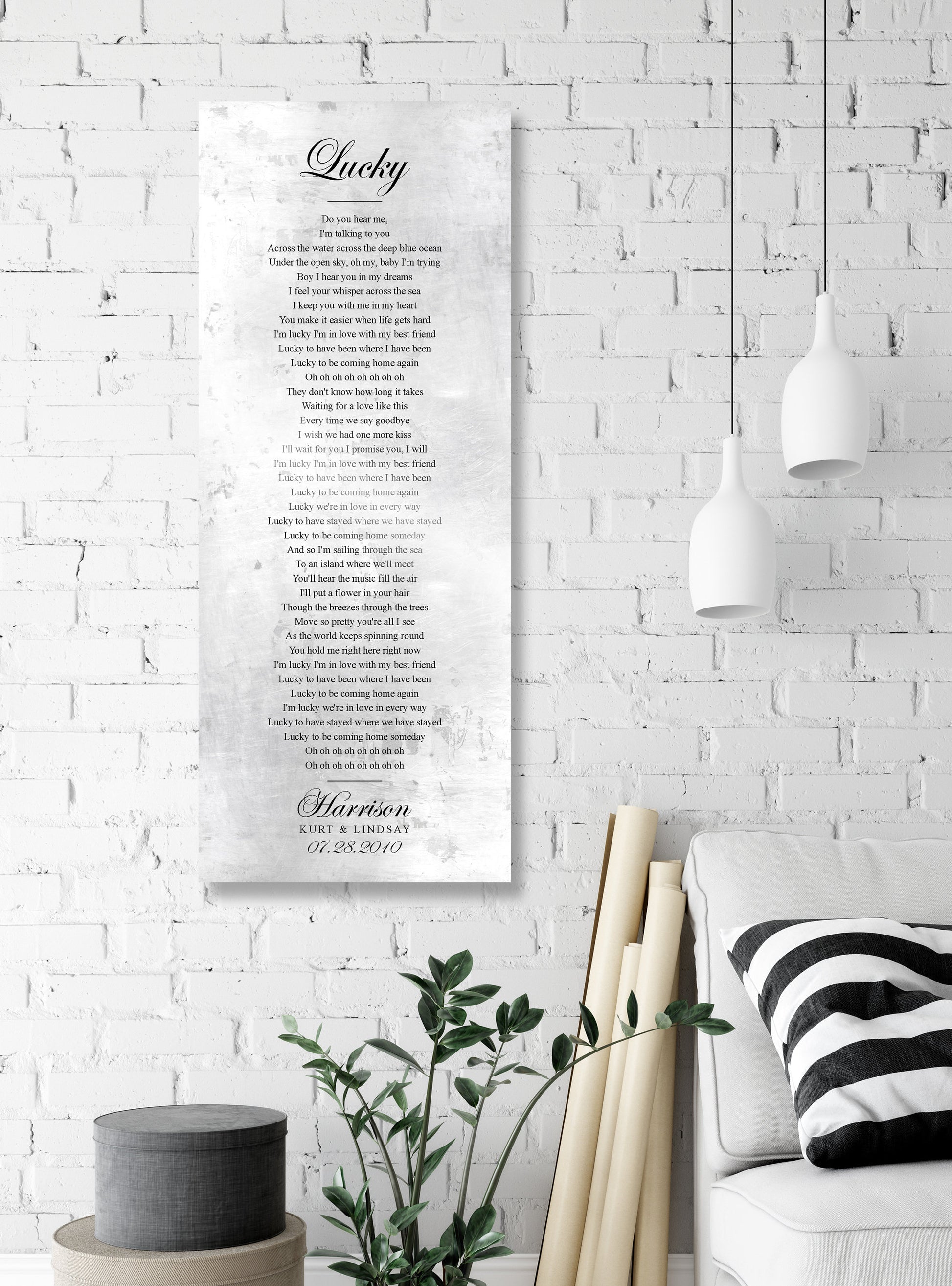 Shabby Chic Wedding Song Sign on Tarnished Tin - HoneycombProverbs - Gifts For The Couple - Vintage Lyrics Wall Art