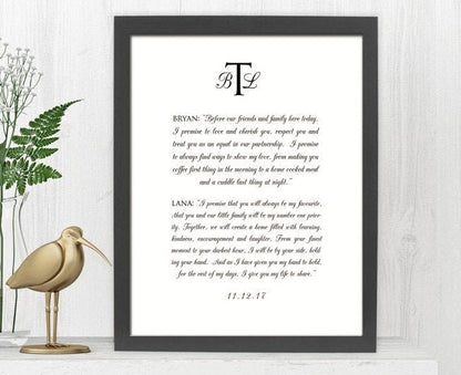 Monogrammed Wedding Vow Art - HoneycombProverbs - Giclée - Wedding Vow Wall Art