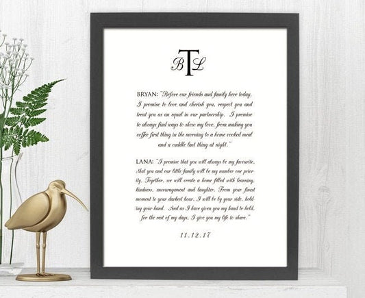 Monogrammed Wedding Vow Art - HoneycombProverbs - Giclée - Wedding Vow Wall Art