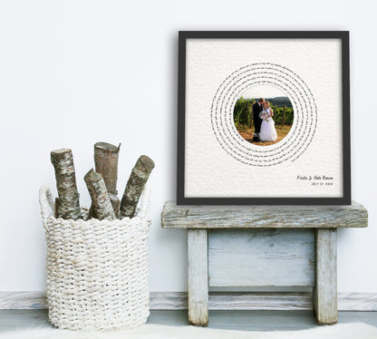 Paper Anniversary Gift, Photo with song, 1 year Anniversary Gift, Framed Song Lyrics, First Dance lyrics, Our Song, 1st Anniversary gift - HoneycombProverbs - Giclée - 1st Year Paper Gifts