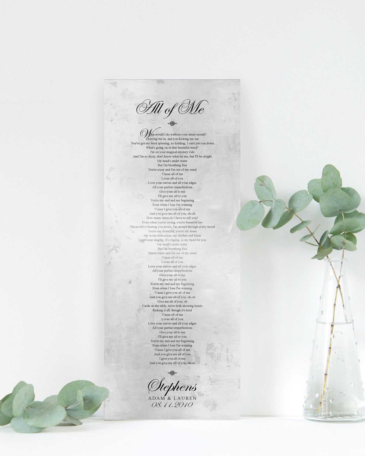 Wedding Song on Tin - HoneycombProverbs - Gifts For The Couple - Tin and Aluminum Gifts