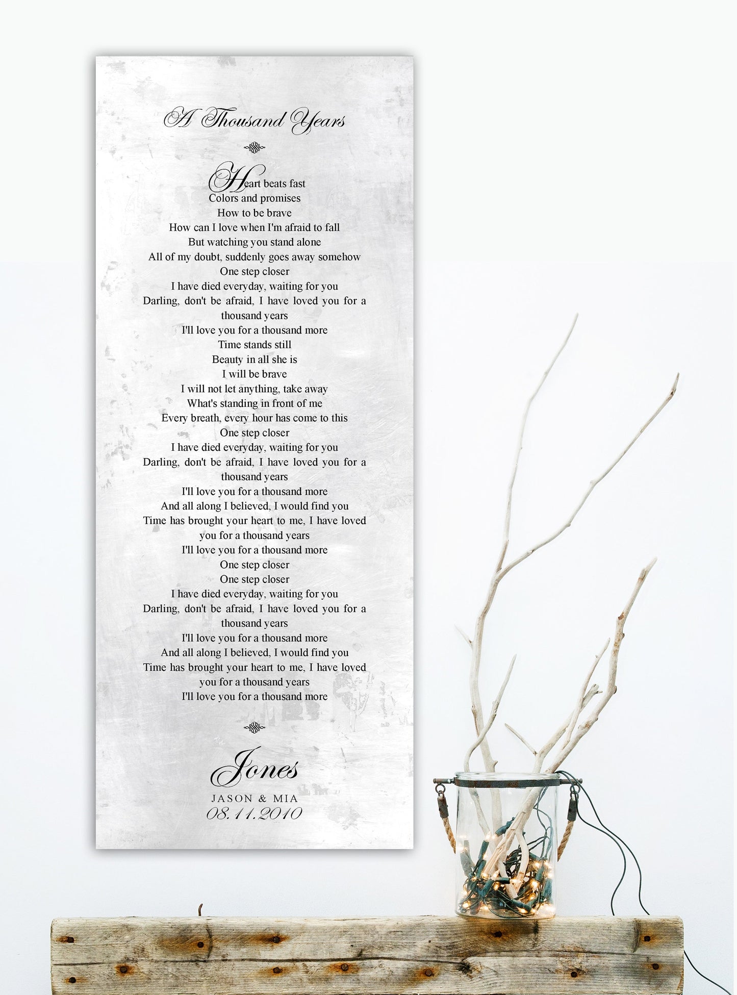 Shabby Chic Wedding Song Sign on Tarnished Tin - HoneycombProverbs - Gifts For The Couple - Tin and Aluminum Gifts
