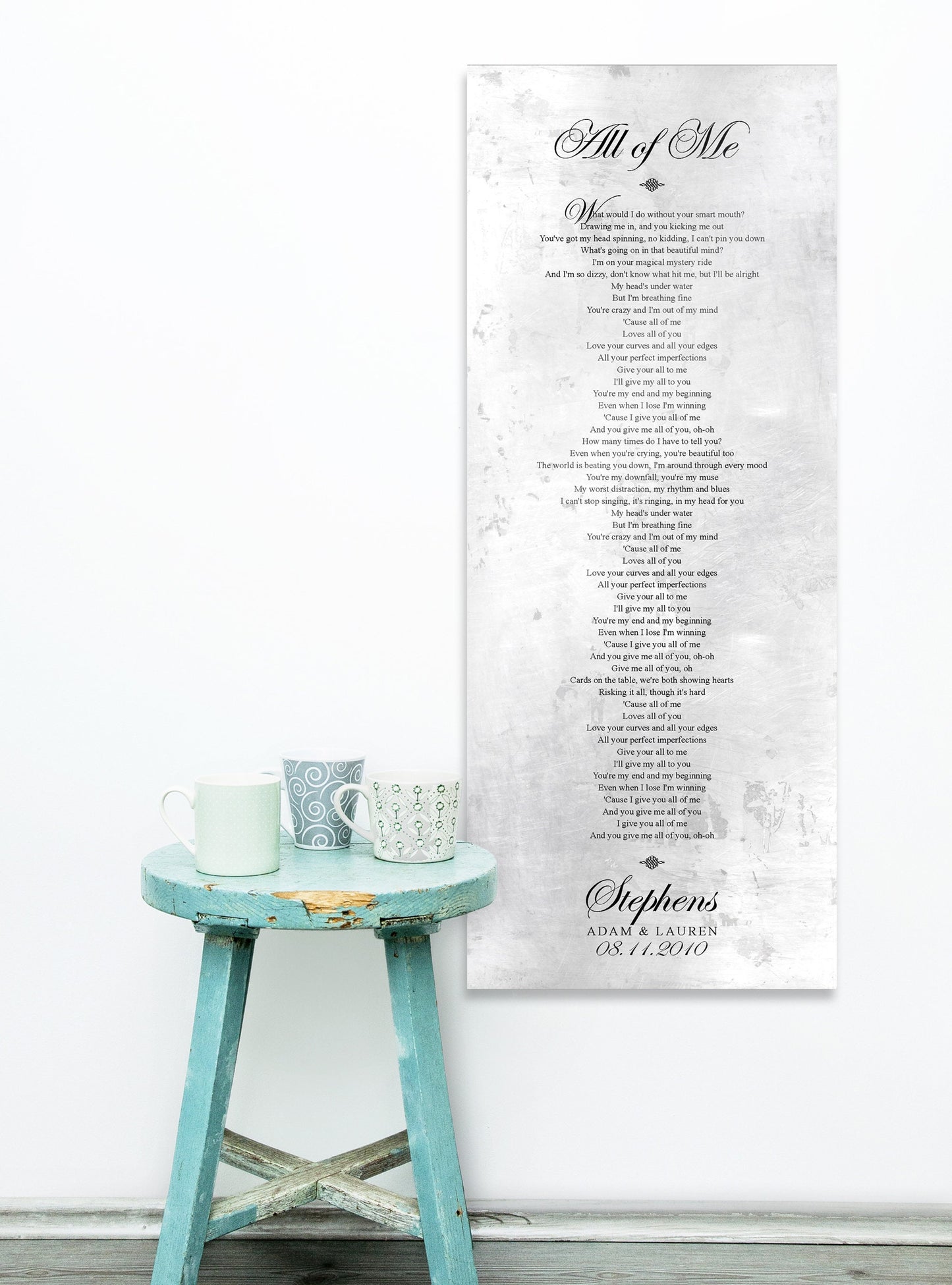 Shabby Chic Wedding Song Sign on Tarnished Tin - HoneycombProverbs - Gifts For The Couple - Tin and Aluminum Gifts