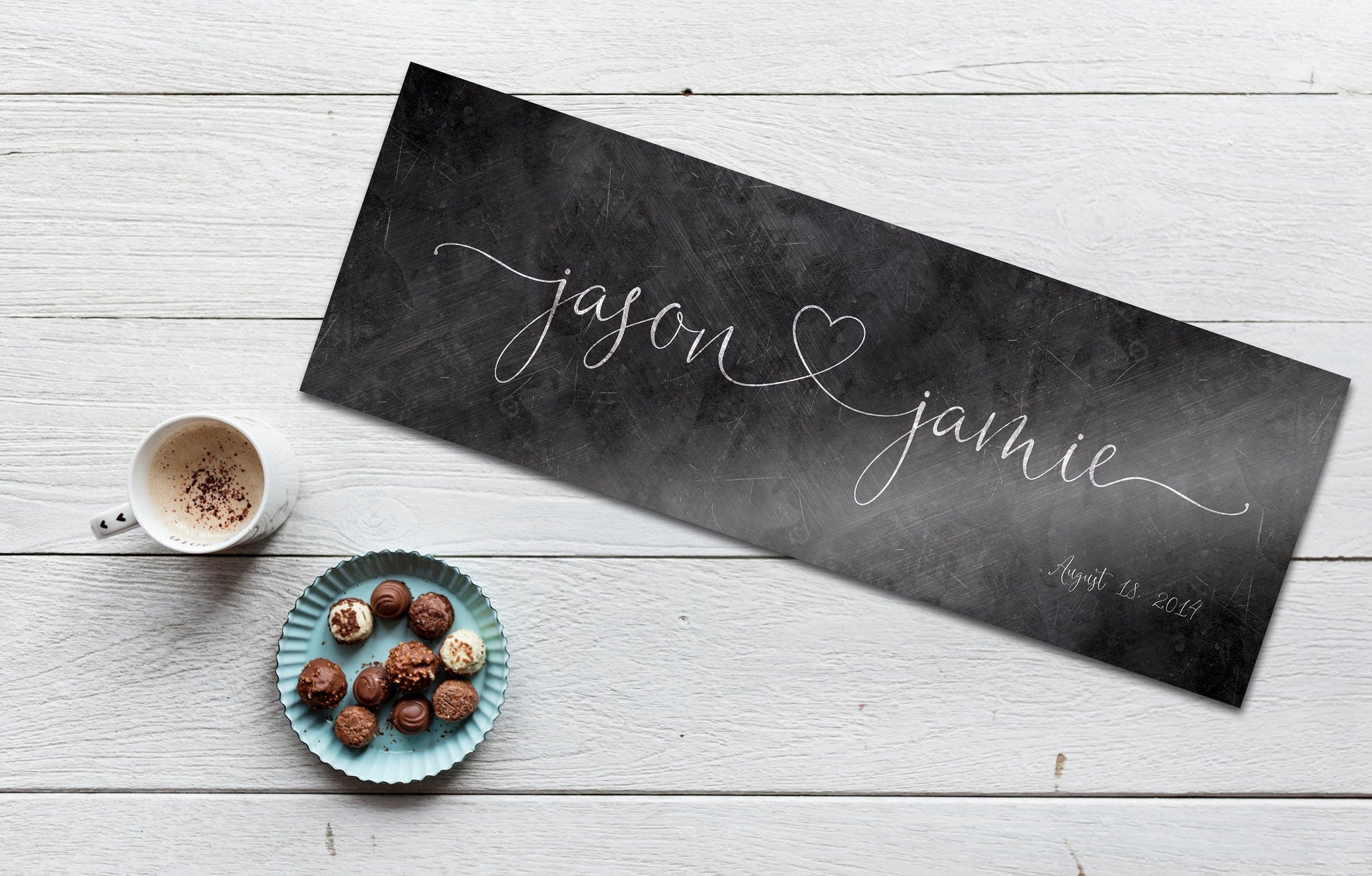Iron Heart Connected Name Sign for Couples - HoneycombProverbs - Signs - Iron Anniversary Gifts