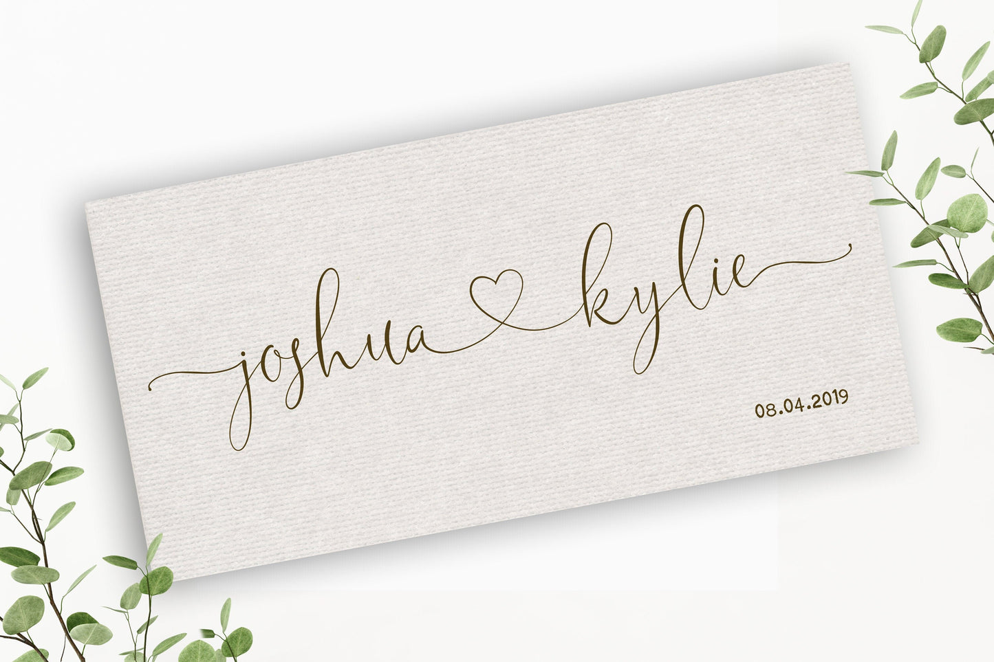 Cotton Heart Connected Names Est Canvas - HoneycombProverbs - Giclée - 2nd Anniversary Gifts