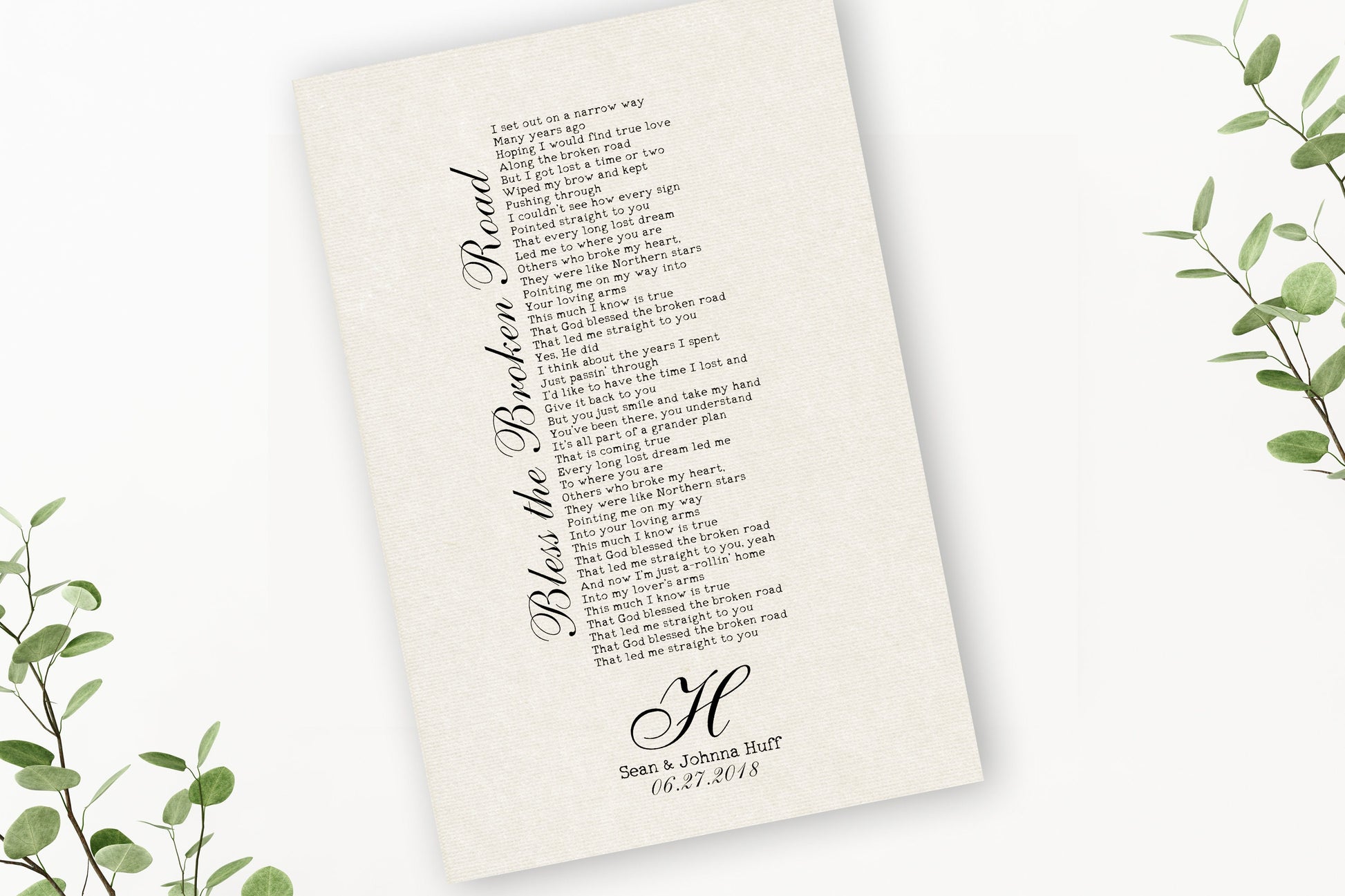 First Dance Song on Cotton - HoneycombProverbs - Giclée - 2nd Anniversary Gifts