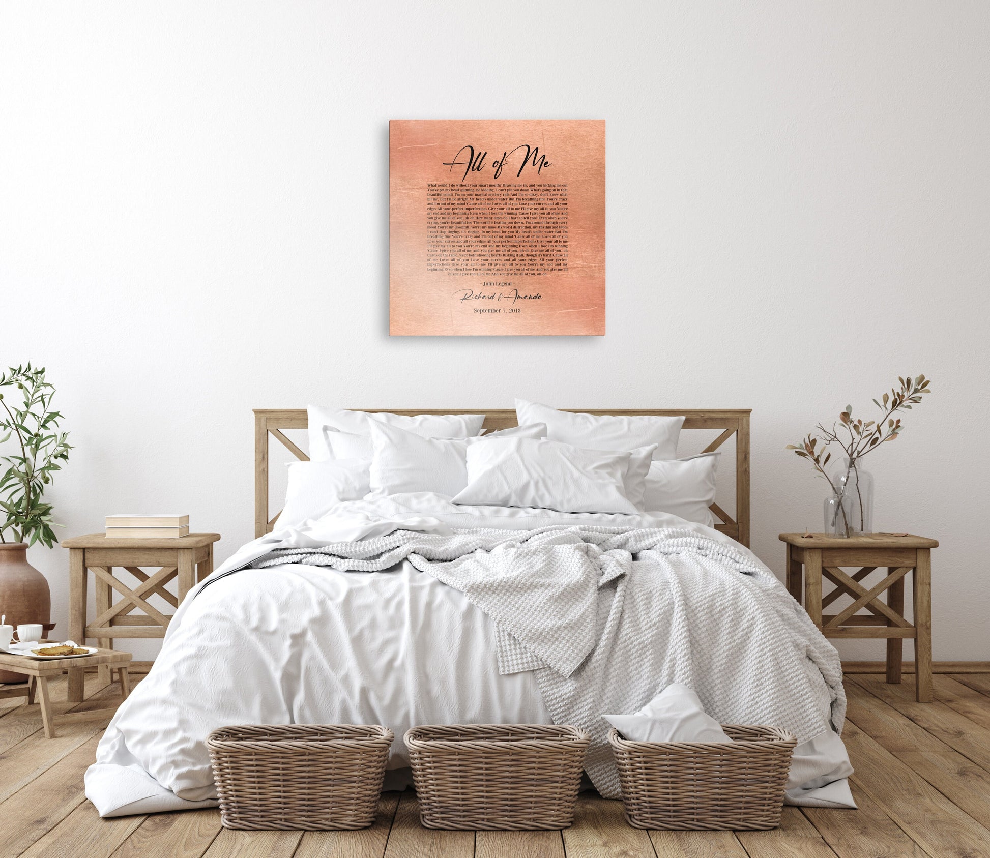 Personalized Copper Song Lyric Sign - HoneycombProverbs - Wall Decor - Copper Anniversary Gifts