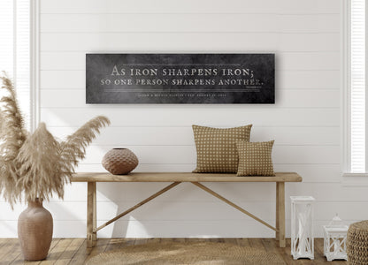 Iron Sharpens Iron Sign Iron Anniversary Gift, room view, 6th anniversary iron
